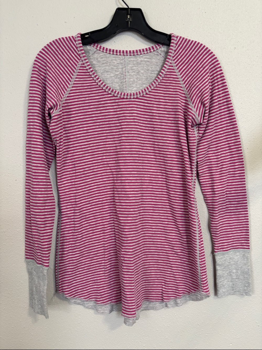 Striped Pink Long-Sleeve Women's Top